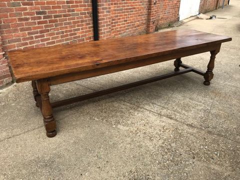 Large Oak Vintage Refectory Dining Table, Oak Antique French Farmhouse ... regarding Vintage Dining Table With Antique Legs